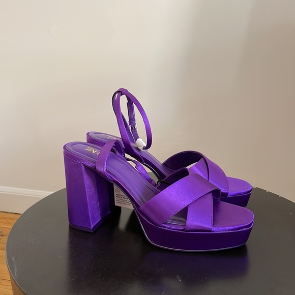 Zara Purple Satin Platforms